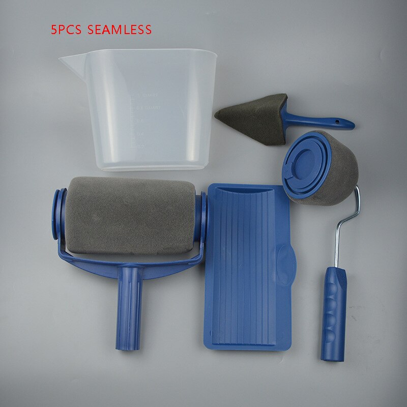 Conjunto de 8 peças de pincéis e rolos de pintura para decoração de parede, kit multifuncional, ferramentas profissionais de pintura doméstica: 5pcs Seamless blue