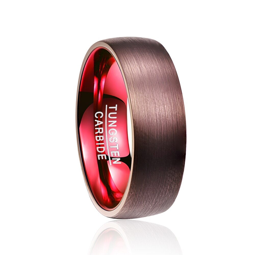 NUNCAD 8mm Tungsten Carbide Ring Plated Brown Red Dome Tungsten Ring Engagement Wedding Brands Mens Rings Comfort Fit T101R