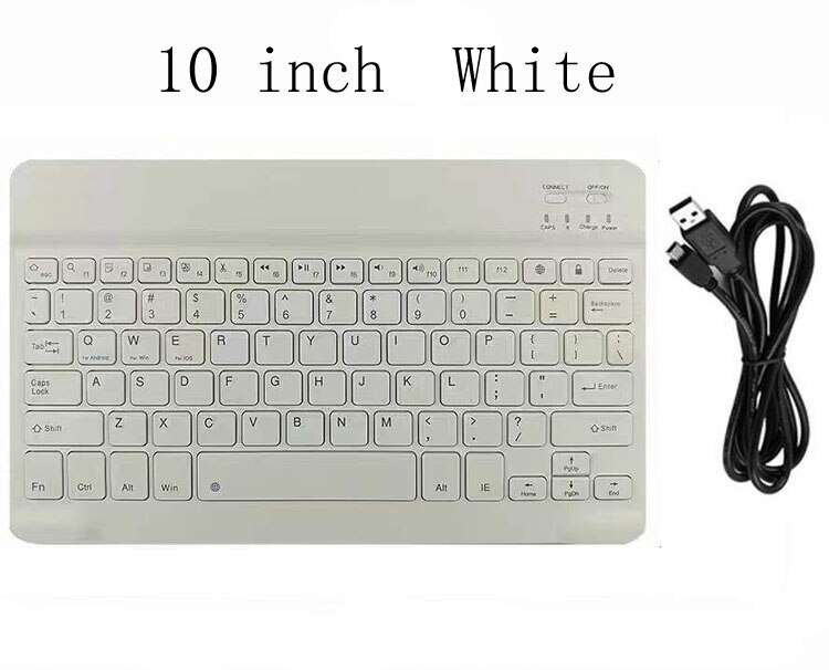 7 Inch 10 Inch Wireless Bluetooth Keyboard For Tablet Laptop Phone Mini Keypad For iPad iPhone Samsung Android IOS Windows: White 10 inch