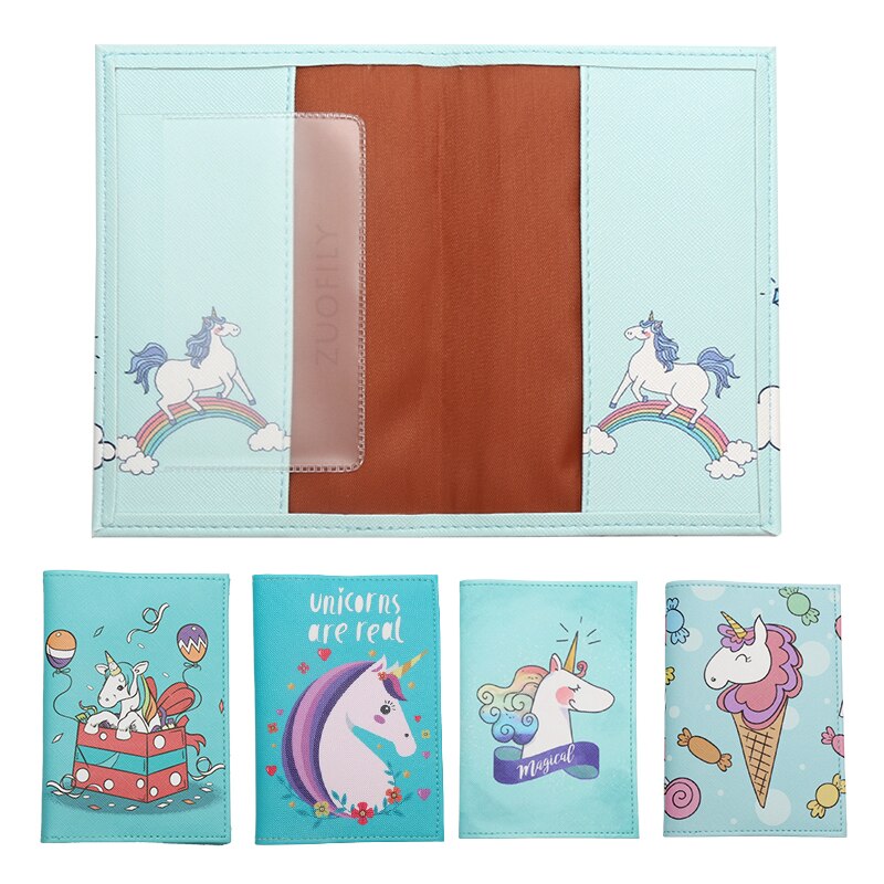 1pc Unicorn PU Leather Travel Passport Cover Cards Case Women Men Travel Credit Card Holder Travel ID&Document Passport Holder
