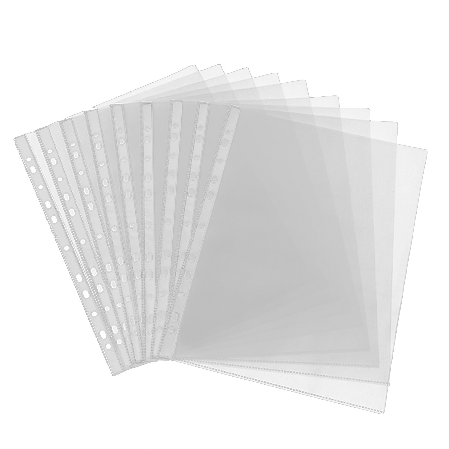 20PCS A4 Size Multipurpose File 11-Hole Loose Leaf Clear PVC Sheet Page Document Punched Pocket Folder Protector for Files Paper