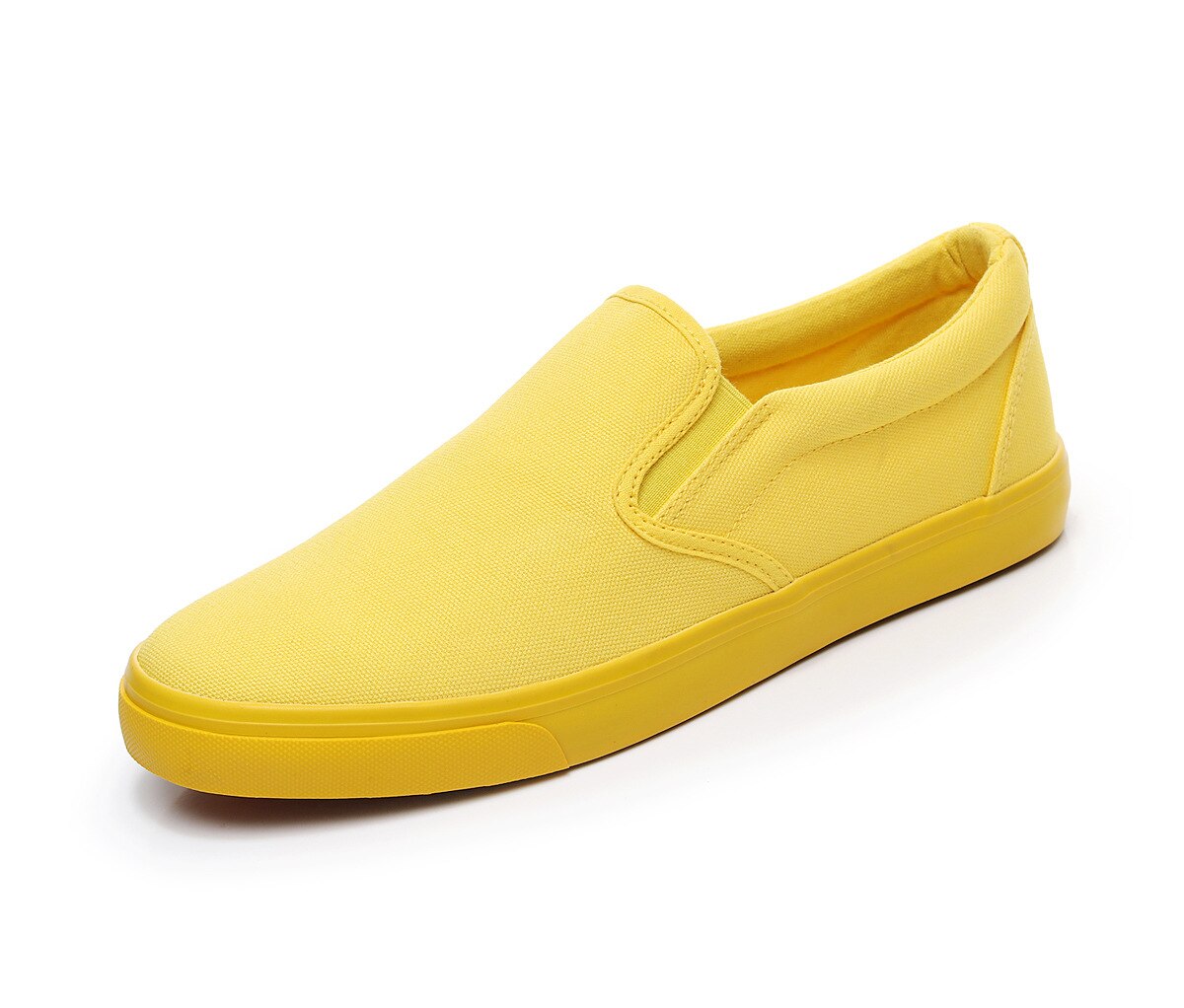 Kvinder gule slacker sko dame fritidssko flad sål low-top åndbar lærred sko piger orange sko slip on loafers 35-40