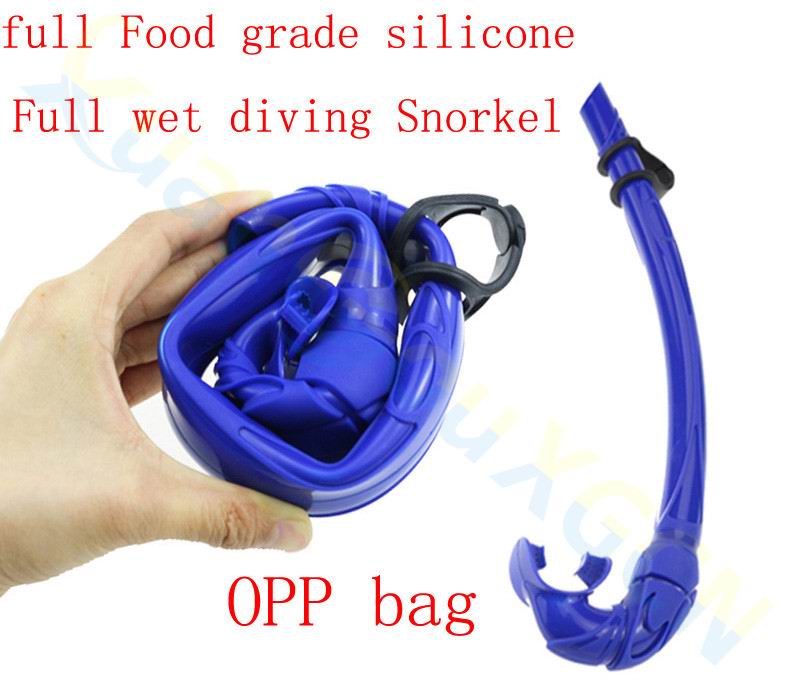 alien adult scuba Diving equipment set silicone full dry Snorkel +diving mask +PP box swimming Goggles glasses Breathing Tube: Snorkels blue