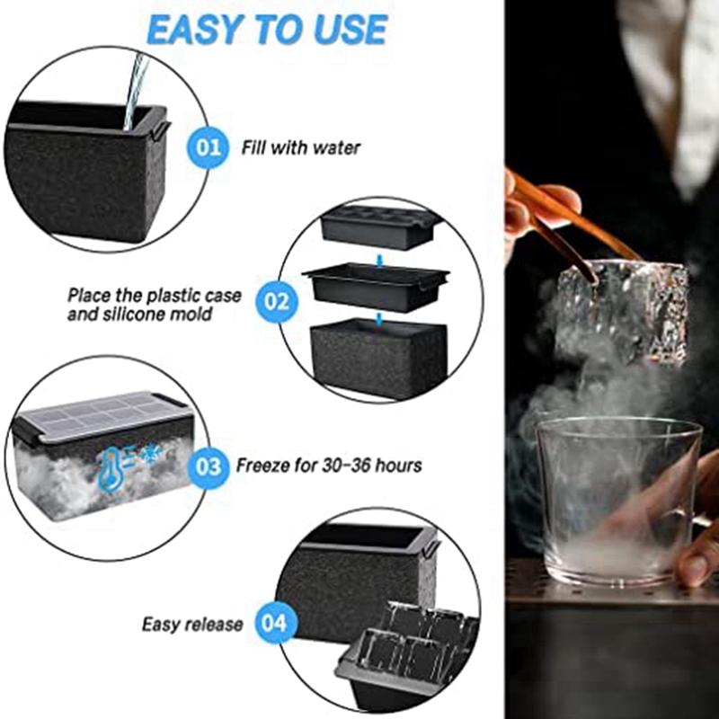 Clear Ice Maker Clear Ice Square Tray Maken 8 Big Square Square, Voor Cocktails