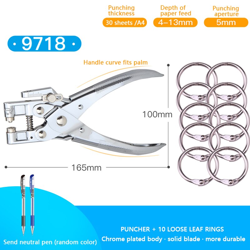 Poinçonneuse avec œillets et œillets, Machine De retenue en métal, pince à œillets avec œillets, perforateur De trous ronds De 5mm avec anneaux, 9718: 9718 B