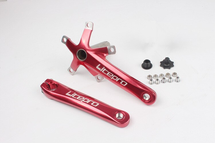 LP Litepro Folding Bike Crank Road Bicycle Intergrated Hollow BCD 130mm With Bottom Brackets: Crank Red