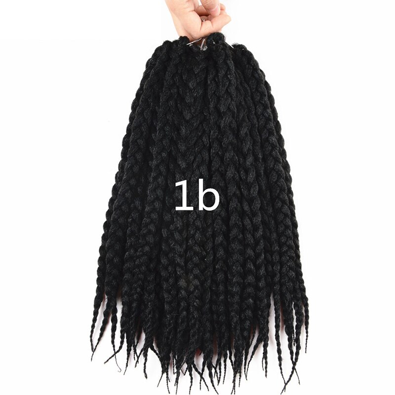 Africa Girl 12" 80g 12Root Kanekalon Crochet Box Braids Synthetic Hair Extensions Pure black bug brown hair for Women