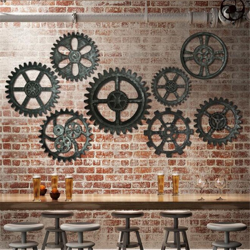 Date rétro Style industriel en bois engrenage décoratif roue engrenage ornements Art Bar café maison tenture murale décor artisanat
