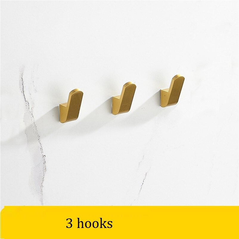 Geborsteld goud massief aluminium rij haak badjashaak zware wandgemonteerde handdoekhaak keukenmuur deur badkamerhaak: 3 haken