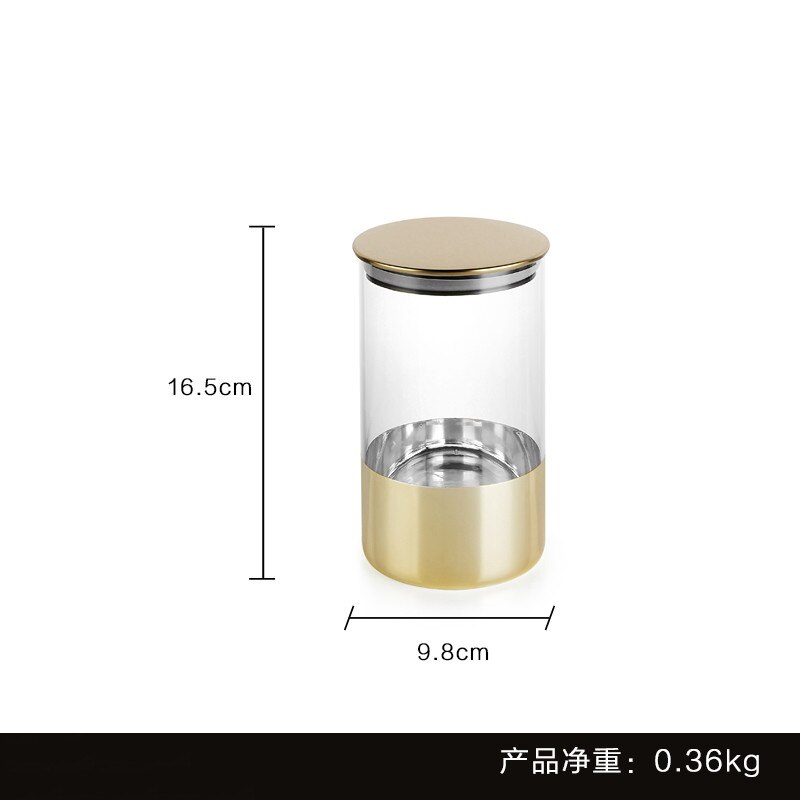 Tarros sellados de vidrio para el hogar, recipiente de almacenamiento de cocina transparente, a prueba de humedad, depósito de almacenamiento de alimentos, jarra de vidrio europeo: 16.5cm