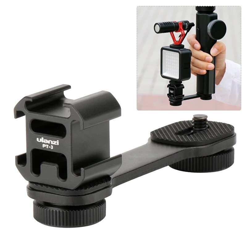 Ulanzi PT-3 Metall Verlängerung Bar 3 Kalten Schuh Halterungen für Zhiyun Glatte 4/DJI OSMO/Vimble 2 Gimbal LED Licht durch-MM1 Mikrofon