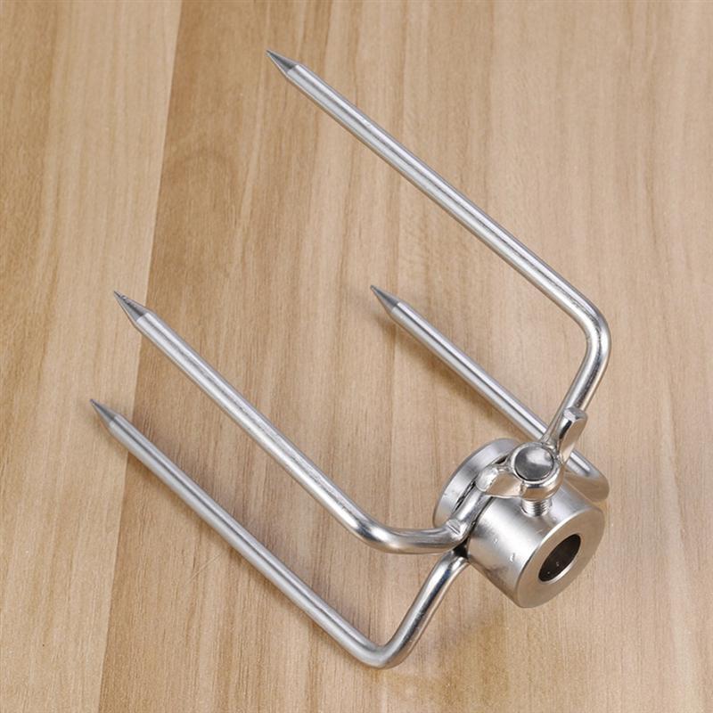 Pair of Stainless Steel Rotisserie Meat Forks Kit Grill Replacement With Square Spit Rods