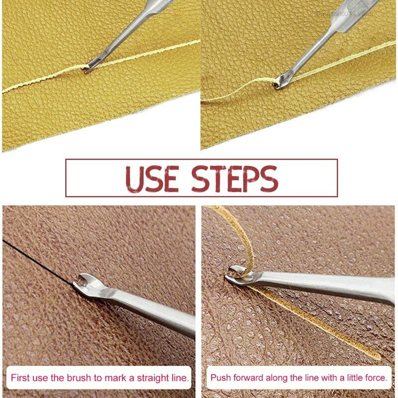 Leather Stitching Scraping Tool Stainless Steel V-shaped U-shaped Leather Groover Leather Craft Hole Puncher Edge Bevel Tool