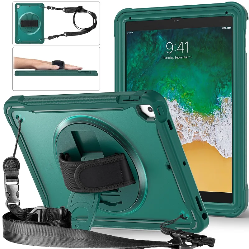 Funda a prueba de golpes Para iPad 9,7 iPad 5th 6th Tablet cubierta iPad A1822 A1823 A1893 A1954 soporte Correa Para Funda: Eighteen / Blanco