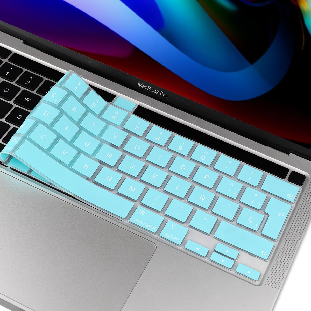 För macbook nyaste pro 13 a2251 a2289 a2338 m1 pro 16 tum  a2141 eu ryska spanska engelska tangentbordsfodral silikonskal: Mintgrön