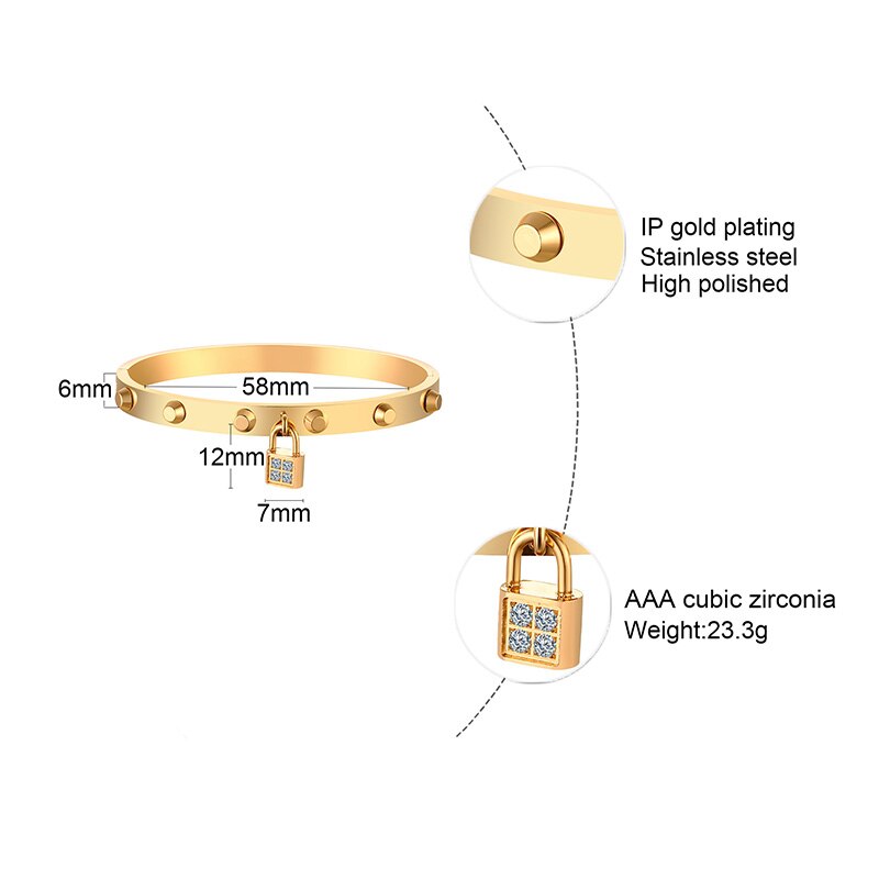 VORHÄNGESCHLOSS MANSCHETTE Armbinde ARMREIF EDELSTAHL CZ GESPERRT ELEGANTE STAPELN SCHMUCK