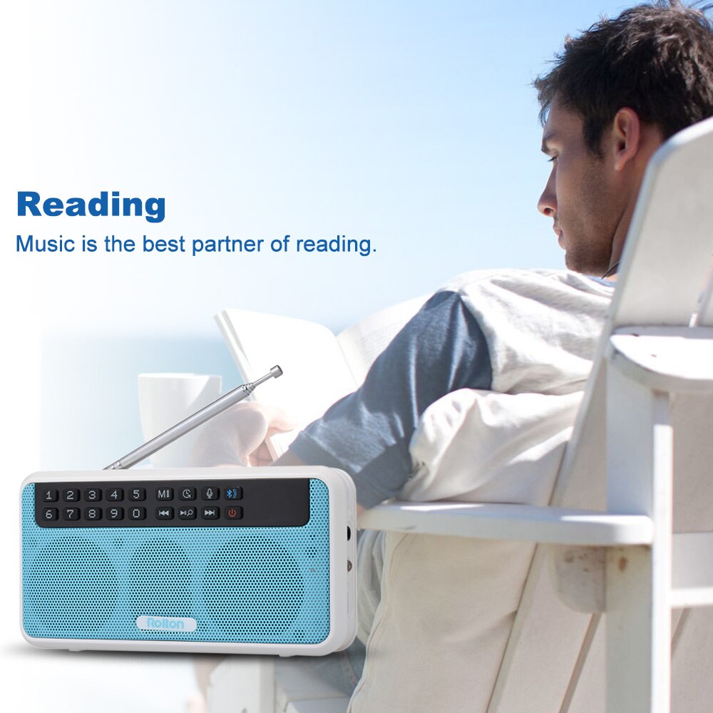 Rolton E500 Wireless Bluetooth Speaker HiFi Stereo Music Player Portable Digital FM Radio w/ Flashlight LED Display Mic TF Slot