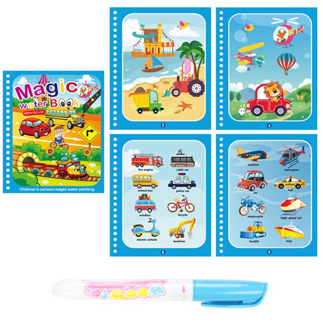 Interesante cuadro al óleo de tela que adorna el libro para colorear con agua, dibujo de grafiti de dibujos animados, bolígrafo mágico, tablero de dibujo, juguete: P