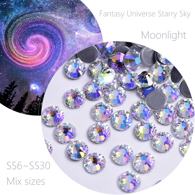 2028 Crystal Moon Night Hotfix Steentjes Maanlicht Plaksteen Crystal Fix Stones Strass Glitter Voor Handwerken Kleding Y3850