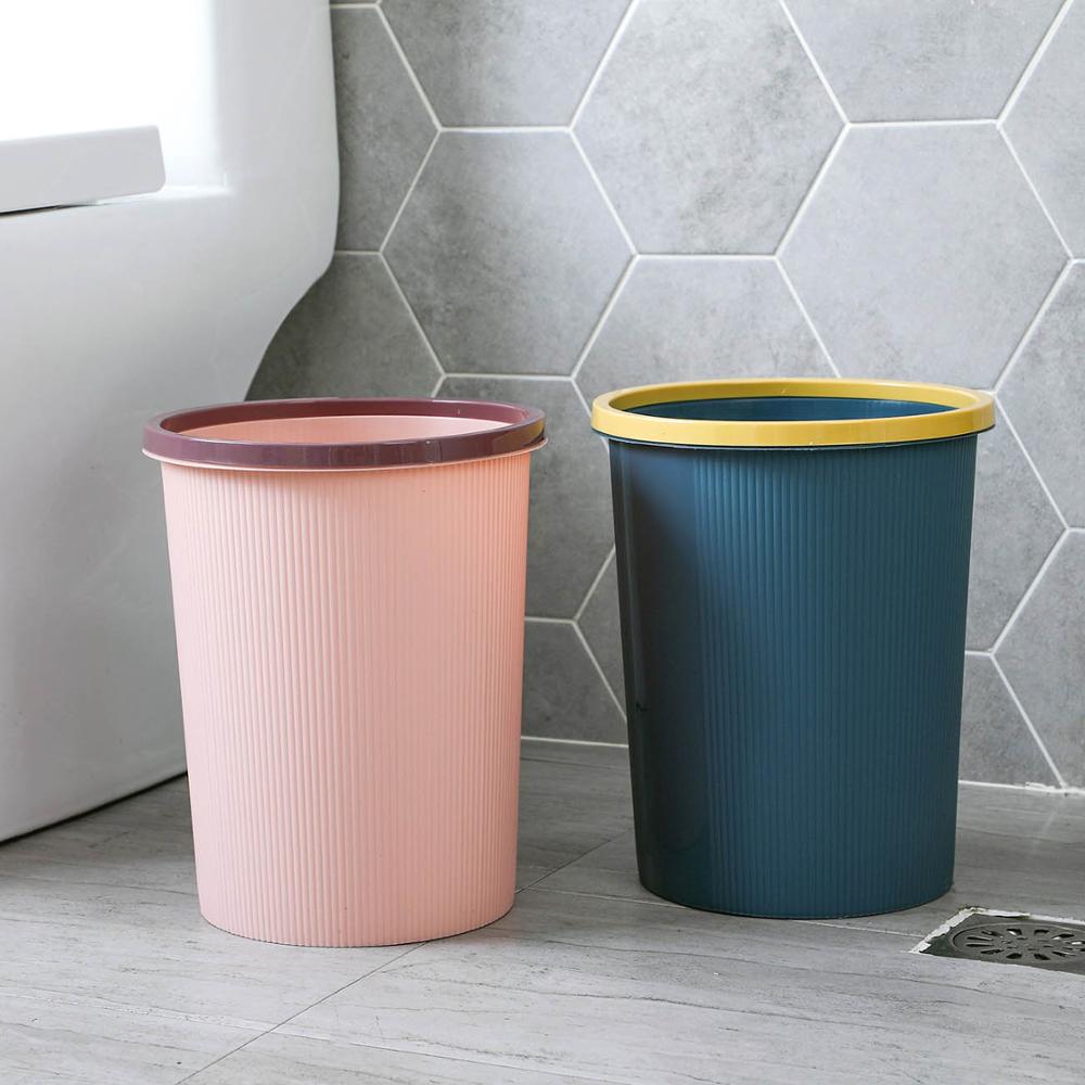 1pc søppeldunker med klemring husholdningslokk uten lokk plast papirkurv dårlig kjøkken søppel søppelbeholder