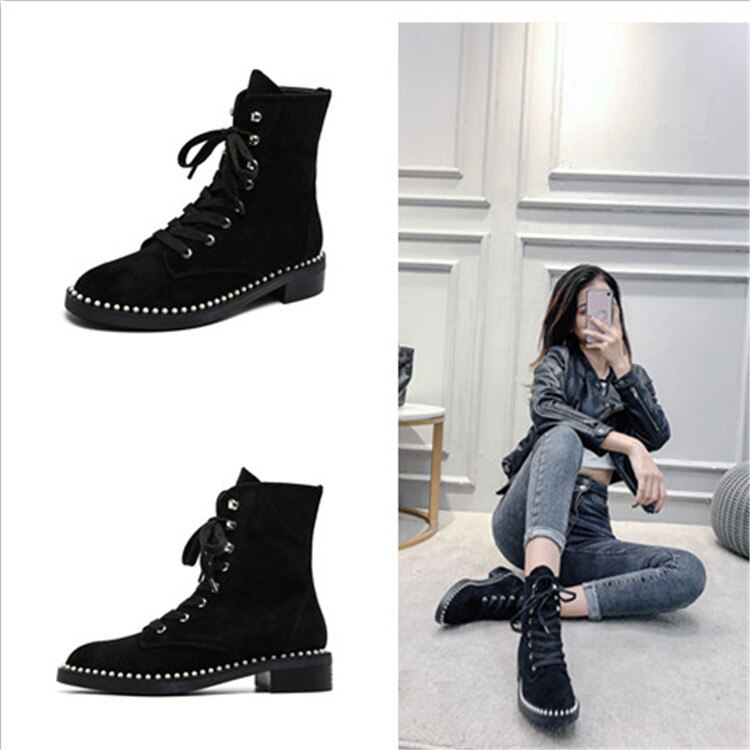 Herfst dames botas mujer klinknagels herfst schoenen dames martin boots parel merk dames schoenen kruisband enkellaarsjes