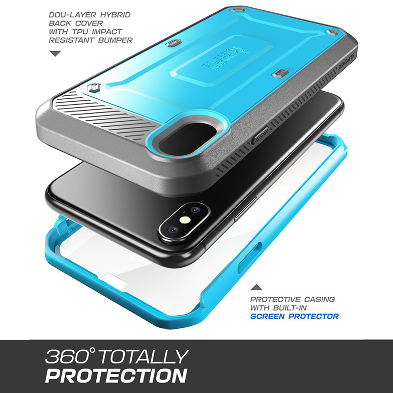 SUPCASE-funda resistente de cuerpo completo para iPhone X, XS, Series UB Pro, con Clip, Protector de pantalla incorporado