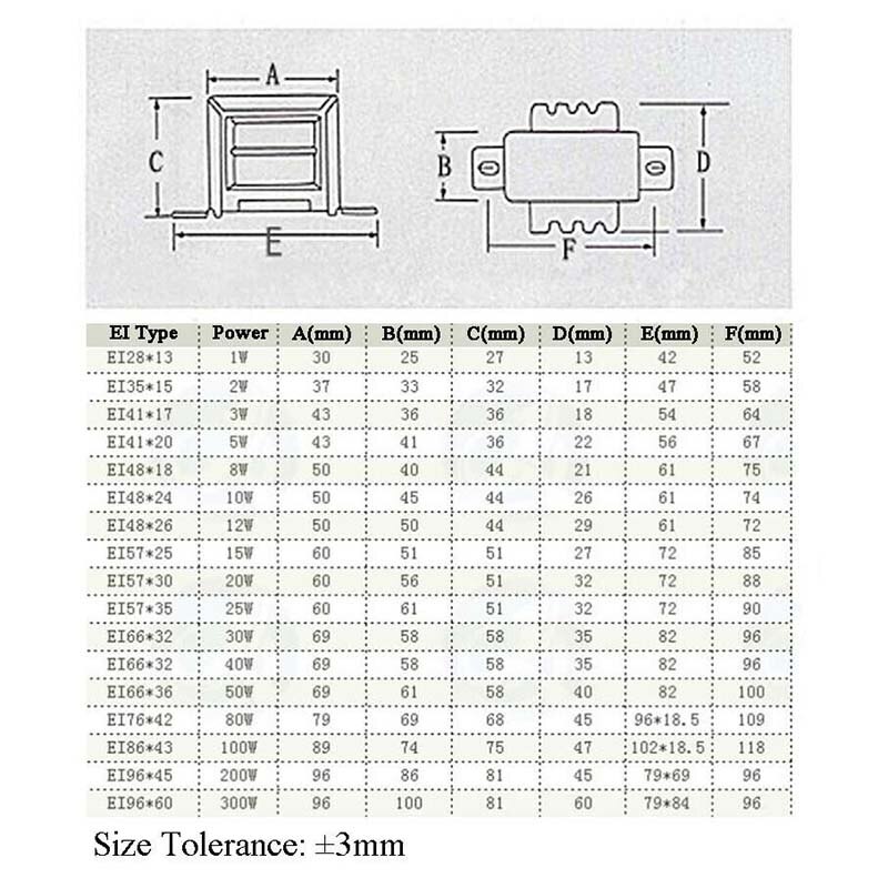 AC 6V 9V 12V 15V 18V 24V Output Voltage 2W EI Copper Core Input 220V 50Hz~60Hz Single/Dual Voltage Copper EI35 Power Transformer