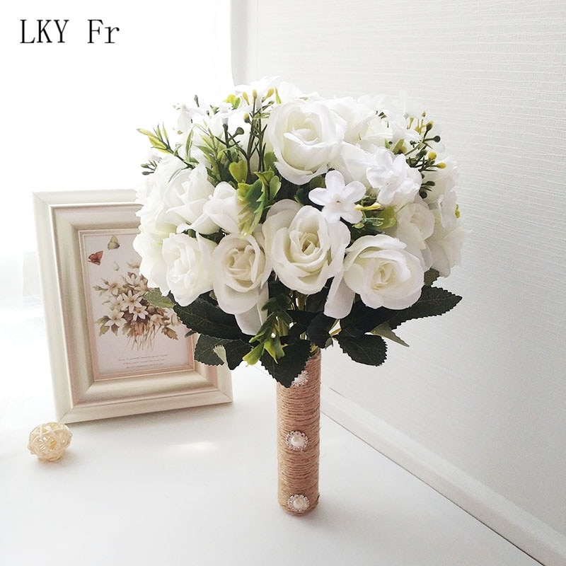 Lky fr bryllup buket blomster ægteskab tilbehør små brude buketter silke roser bryllup buketter til brudepiger dekoration