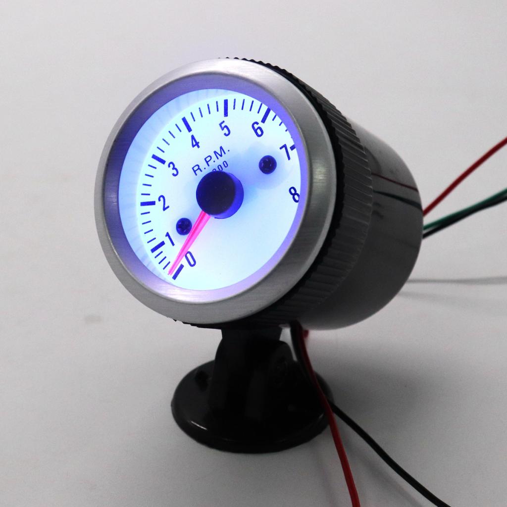 52 Mm 12V Benzine Auto Toerenteller Tacho Gauge Meter Blauwe Led Licht