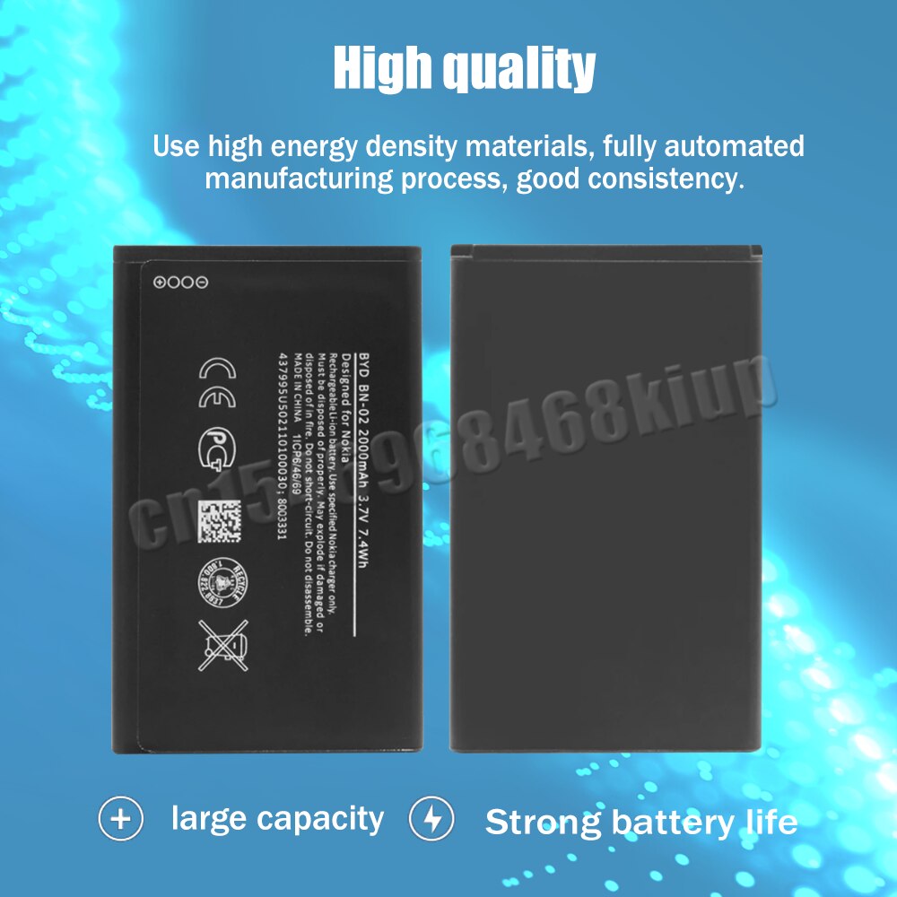 1-20 stück 3.7v bn -02 bn 02 bn02 für wiederaufladbare lithium-batterien nokia  xl 4g rm -1061 rm-1030 ersatz-handyakkus
