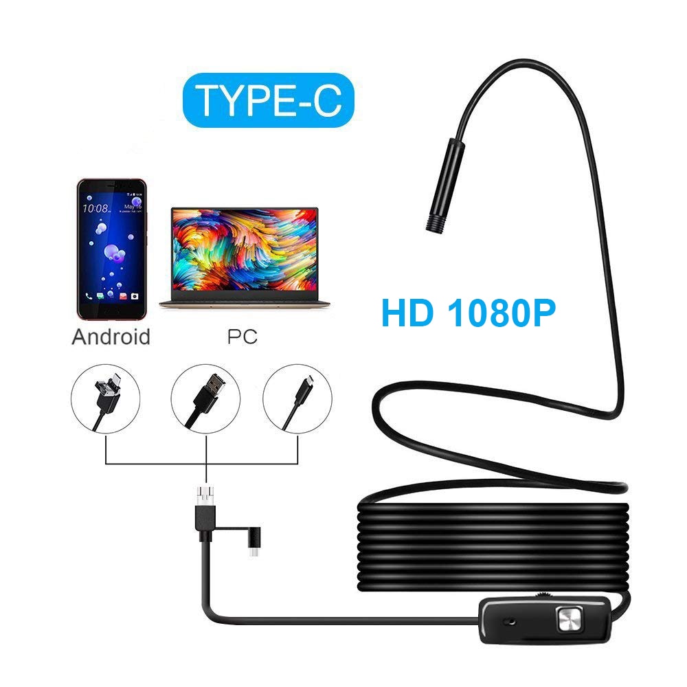 1 m 2 m 5 m 3.5 m 1080 p HD USB Android Endoscoop Camera 8mm USB Borescope Tube snake Mini Camera Micro Camera 8 leds Voor Android PC