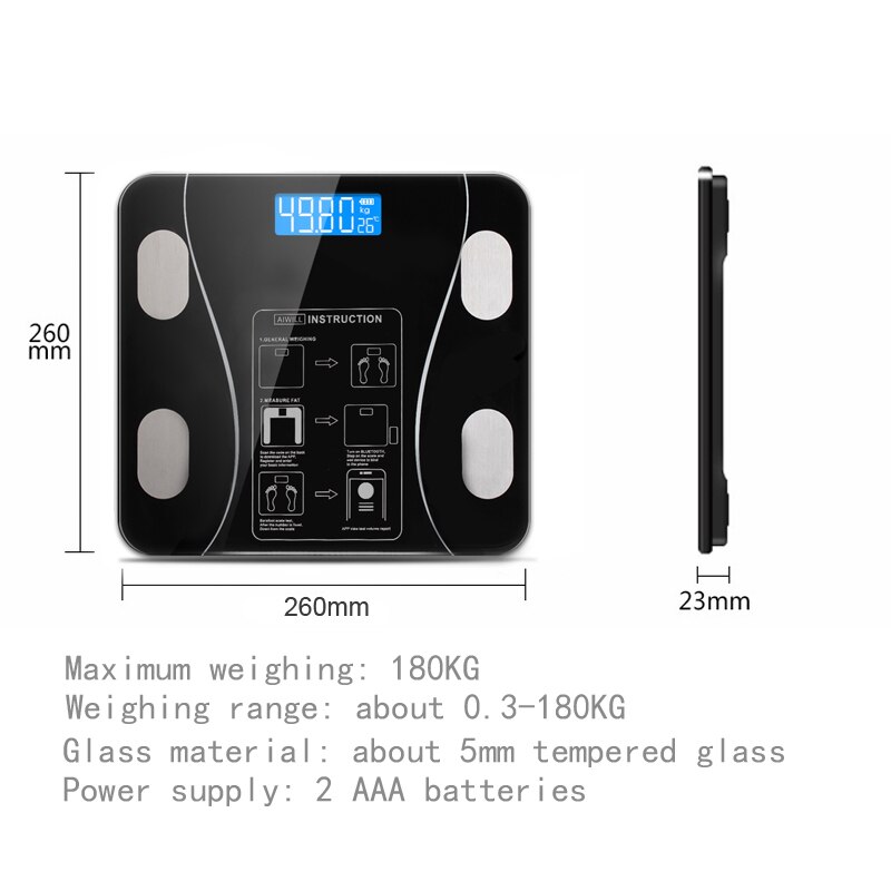 Bathroom Scales Wireless Bluetooth Body Fat Scale Smart Digital Weight Scale Body Composition Analyzer Body Weighing Scale