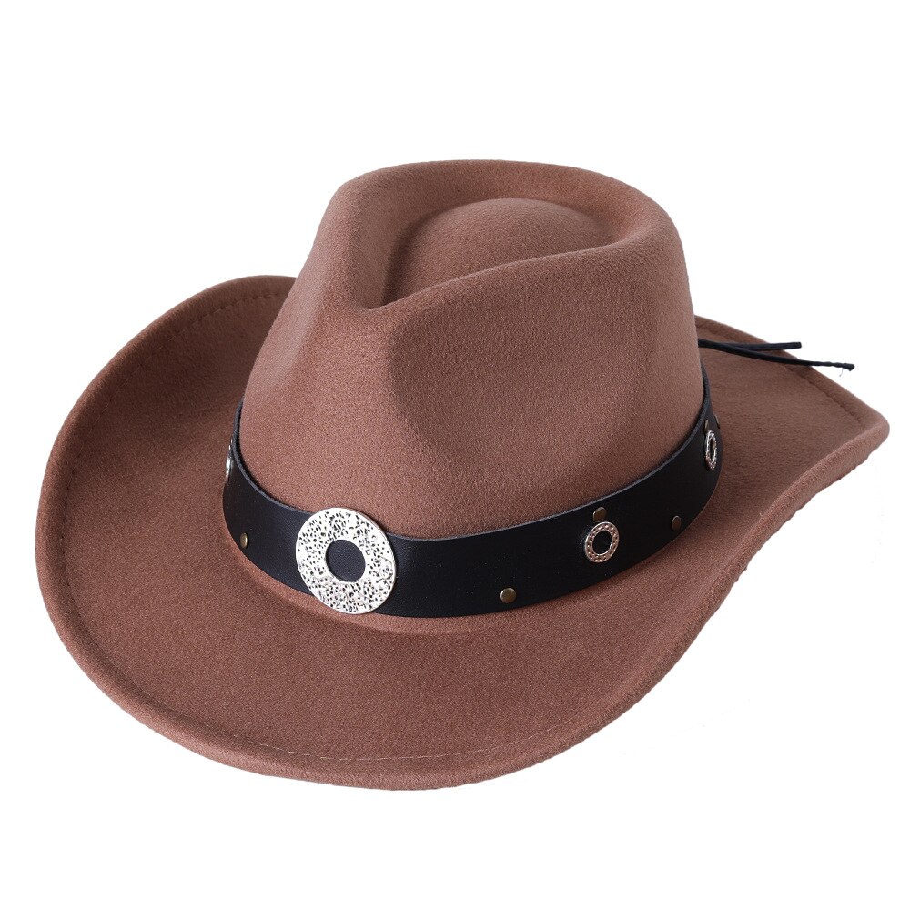 Sombrero de ala ancha con cinturón para hombre y mujer, gorro cálido de Jazz, Color sólido, para invierno y otoño: Caqui