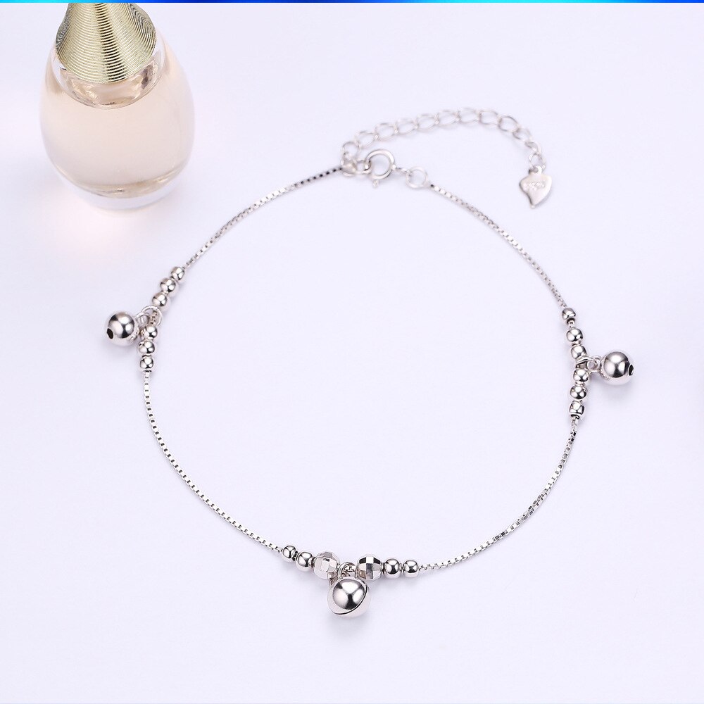 Cavigliera con campana a sfera autentico bracciale alla caviglia con ciondoli in argento Sterling 925 cavigliere per gioielli da donna con catena indiana