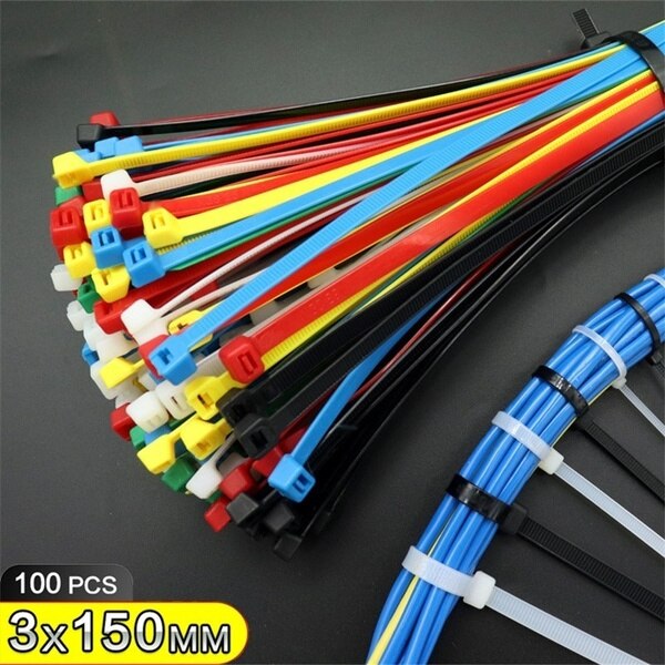 100pcs/bag Self-locking Cable Tie 3 x150 mm Nylon Cable Ties Plastic Cable Ties Acid Corrosion Resistant Insulated Cable Ties