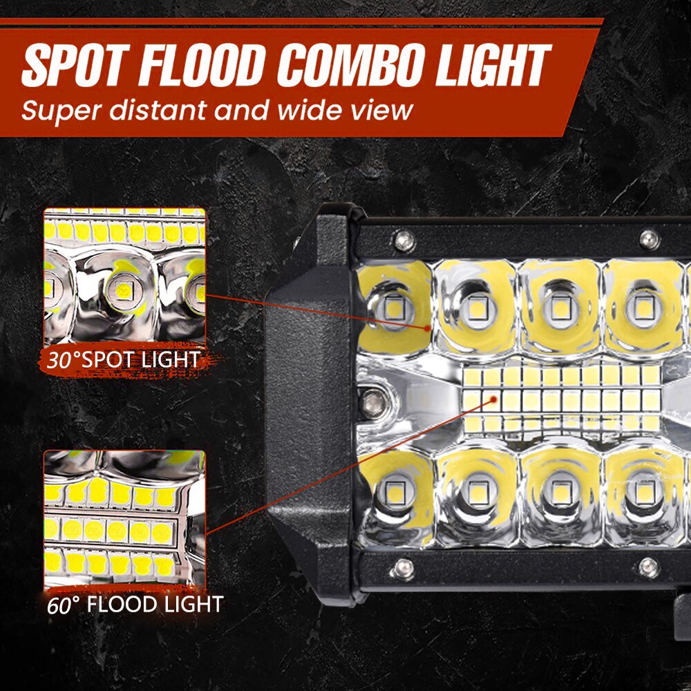 1pcs 7inch 120W Offroad Led Light Bar For Cars Combo Beams Off road SUV ATV Tractor Boat Trucks Excavator 12V 24V Work Lights