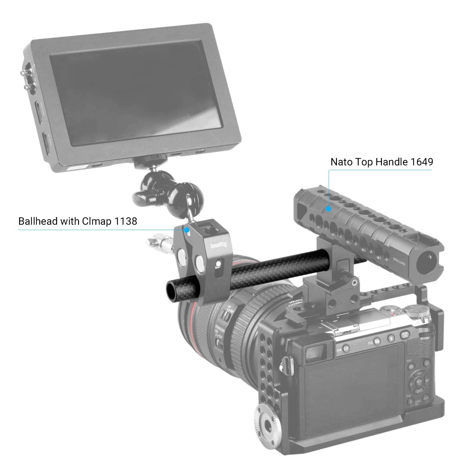 Smallrig 6 polegada longa 15mm haste de fibra de carbono para 15mm haste sistema de suporte (não-thread) 2 pces pacote-1872