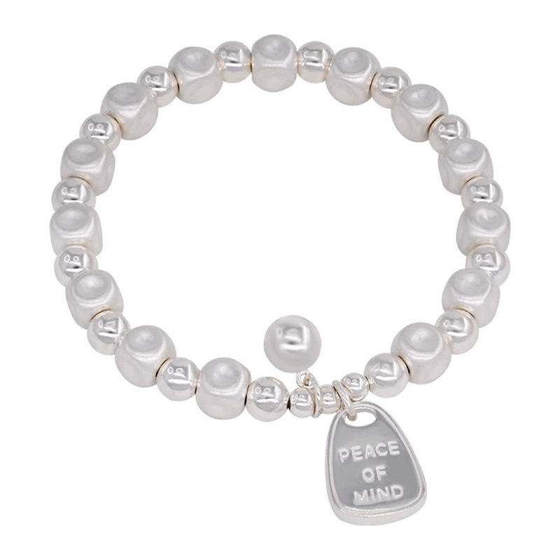 925 sterling zilveren geometrische armbanden met matte afwerking voor dames, letterkralen en vredessieraden.
