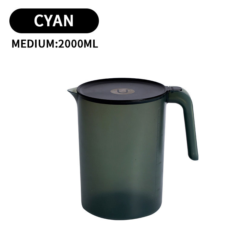 Carafe à jus de citron de grande capacité 2000/2500ML, bouilloire d&#39;été, carafe à eau, réfrigérateur de cuisine, récipient d&#39;eau, ensemble de verres: Medium Cyan