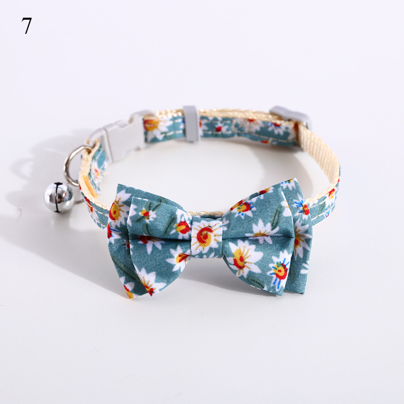 Collar de gato con lazo a cuadros para perros, Lazo de algodón con campana, Collar de gatito con hebilla de seguridad, corbata de cuello ajustable, accesorios para gatos: A7