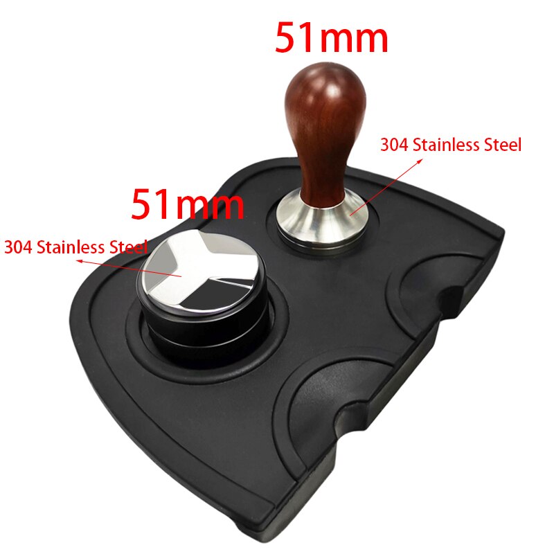 51mm 304 Stainless Steel 3 Angle Coffee Tamper and Flat Coffee Tampers With Double Coffee Mat: Option10  3Pcs