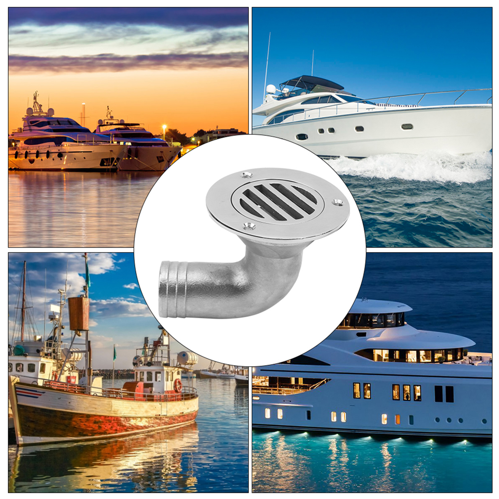 Marine Boat Hardware Accessories Boat Floor Drain 316 Stainless Steel Marine 90 Degree Boat Floor Deck Water Drain