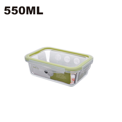 Rectangle glass food container Microwave heated bento meal prep containers Food Storage Box school Lunch box for kids: 550ML