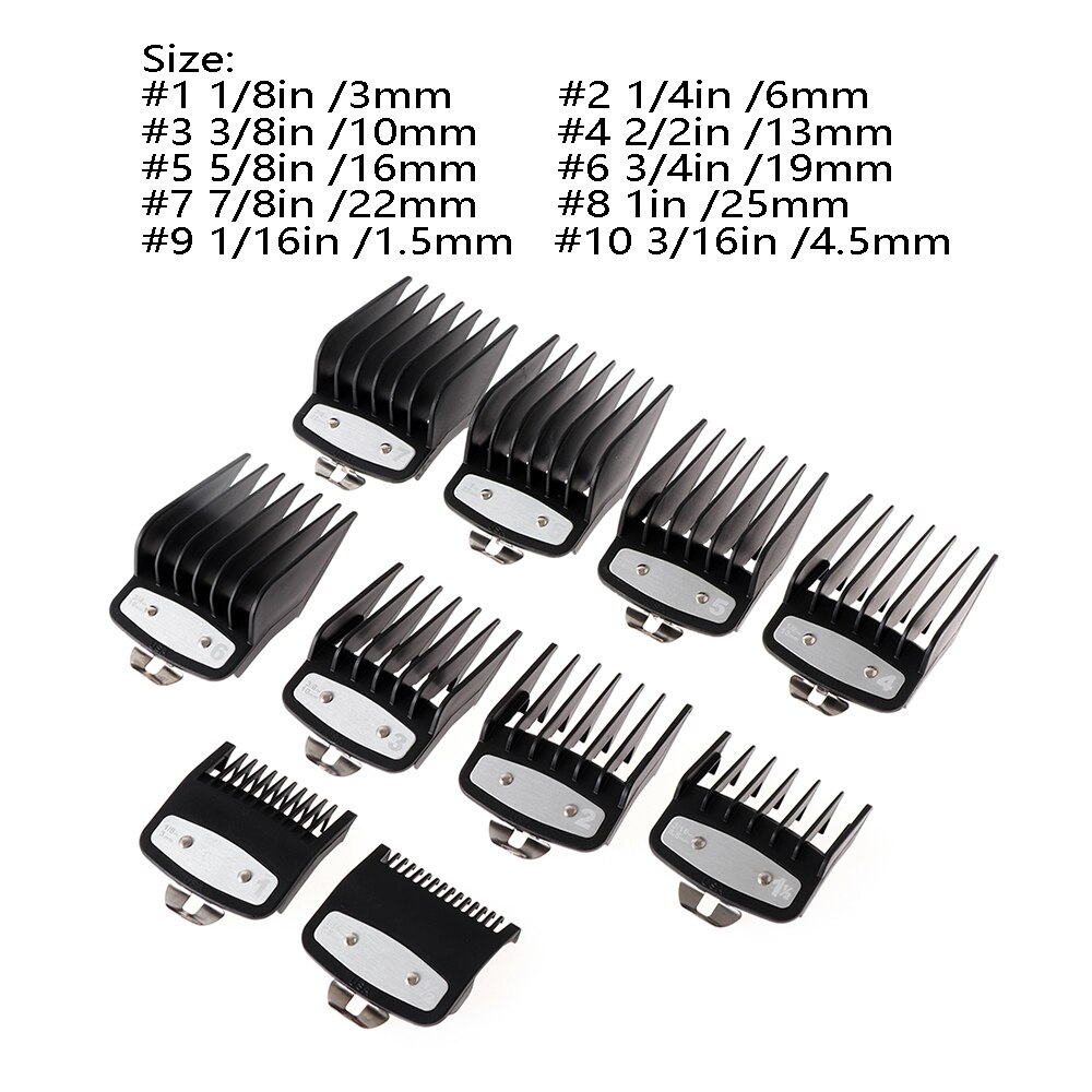 10 Sizes Durable Hair Clipper Limit Comb Black Barber Hair Trimmer Replacement Salon Cutting Guide Comb Attachment