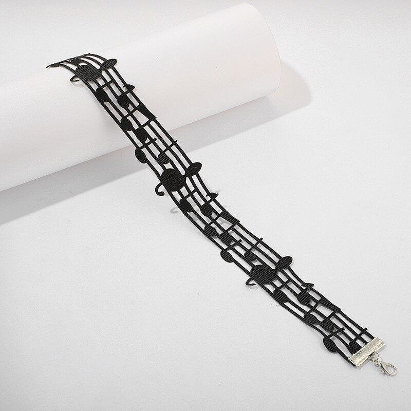 Music Staff Choker Necklace Simple Black Color Choker Necklace For Women Girl Party Jewelry