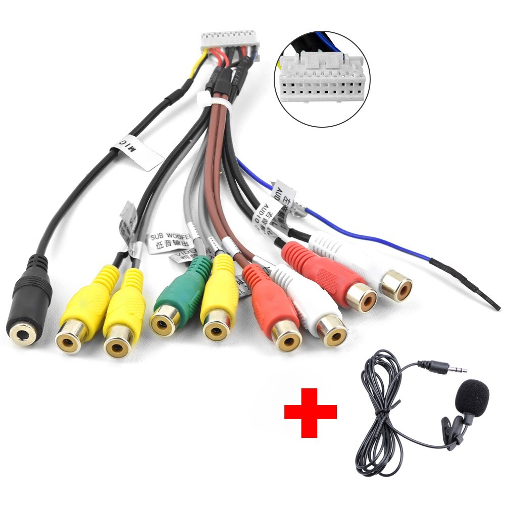 Podofo autoradio sortie RCA câble adaptateur Aux avec Microphone externe: WHITE