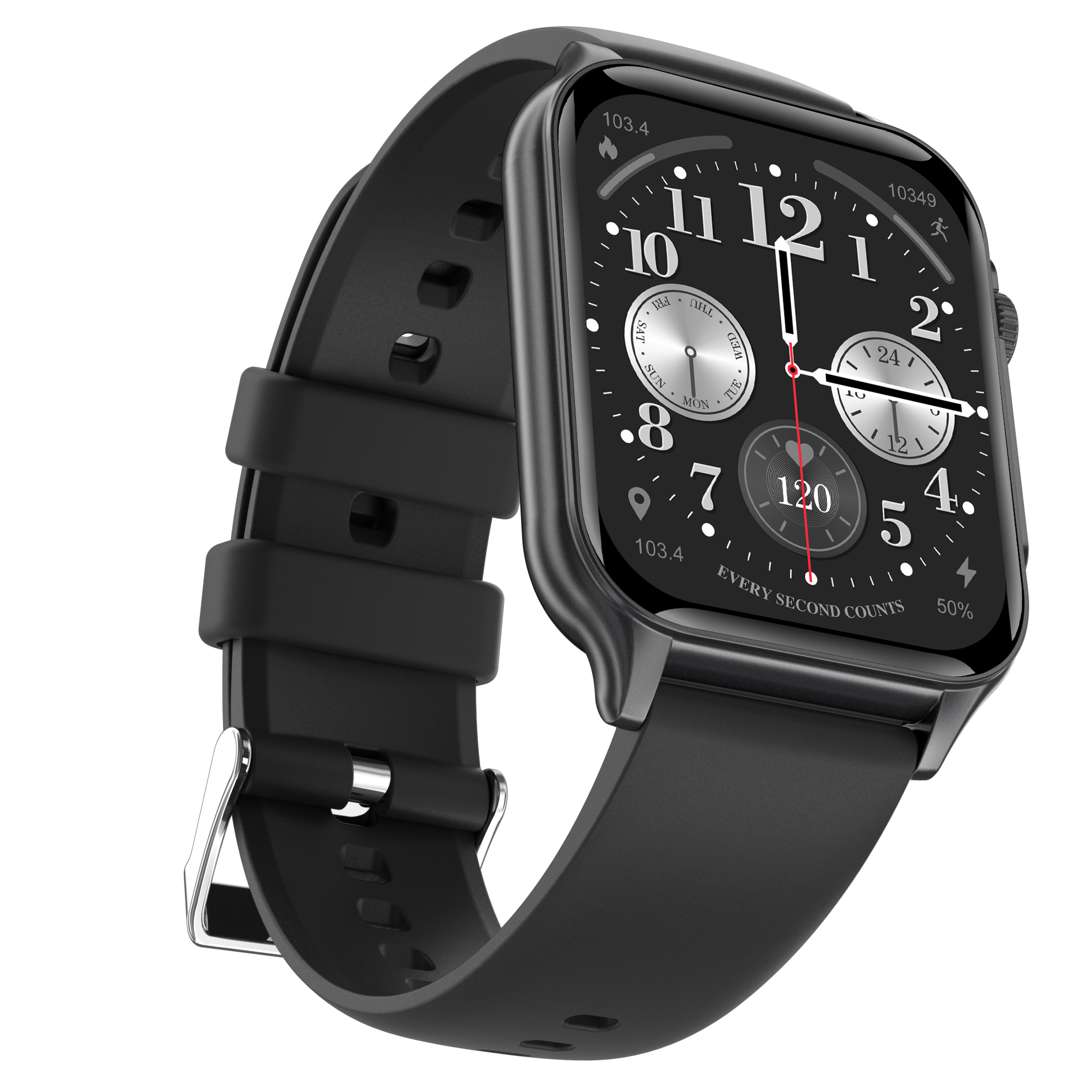 Montre connectée haut de gamme pour hommes et femmes, effet de lumière respirante colorée, fréquence cardiaque cool, montre-bracelet étanche: Black