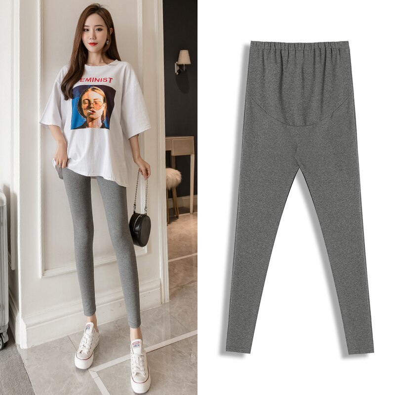1708#  gravide bukser forår efterår stretch bomuld elastisk talje mave støtte bukser gravid leggings graviditets bukser