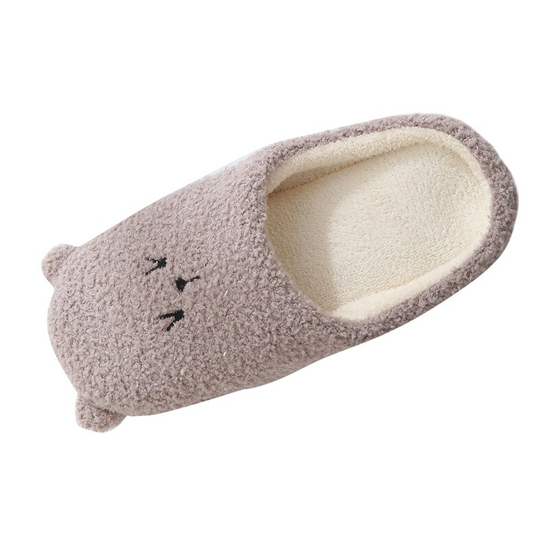 Vrouwen Leuke Cartoon Beer Slippers Winter Warm Flock Slaapkamer Slipper Indoor Platte Schoenen Zachte Pluche Slippers Zapatos De Mujer FN55: coffee / 37