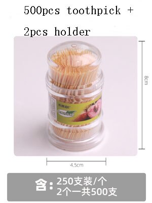 Bamboo toothpicks automatic pressing toothpick box bulk tooth picks hygiene teeth cure cleaning dent disposable toothpicks: 2pc holder